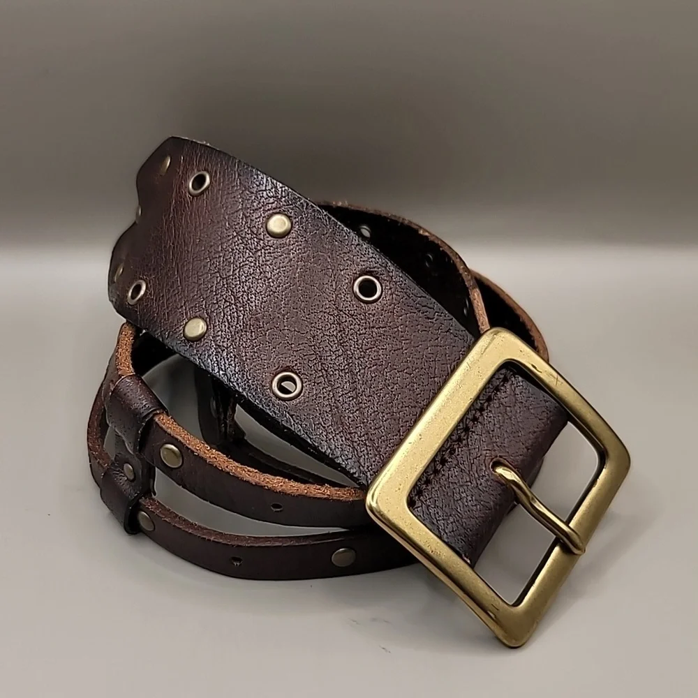 Michael Stars Belt Women's Medium Genuine Leather Grommets Studded Strappy Boho